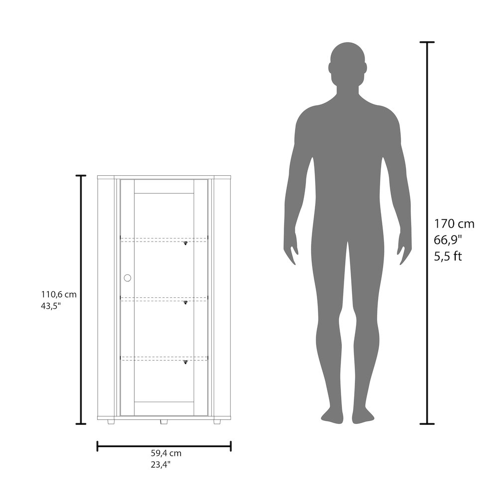 Ruffin Display Cabinet, 1 Door, 4 Shelves, White. Picture 6