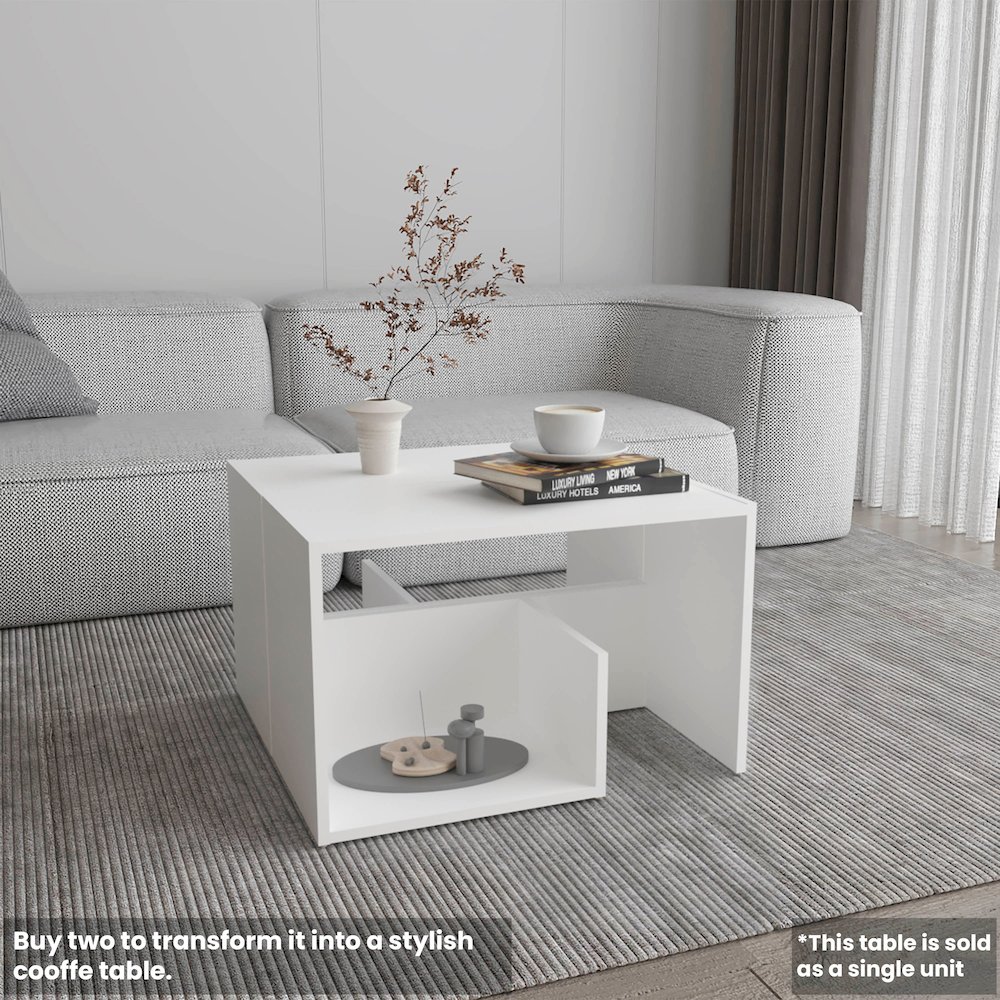 Stebbins Side Table, 2 Shelves, White Washed Oak / Natural Oak. Picture 7