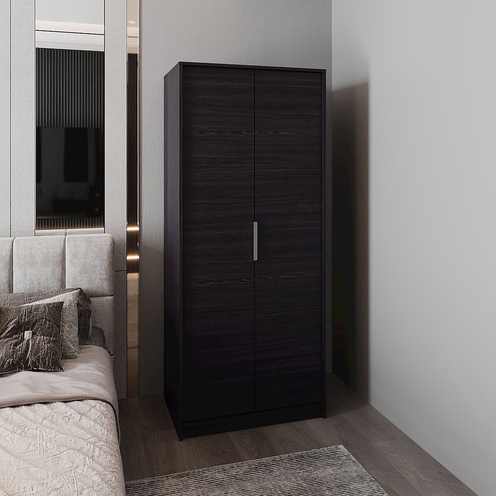 Berne Armoire, 2 Doors, 3 Shelves, Black Wengue. Picture 3