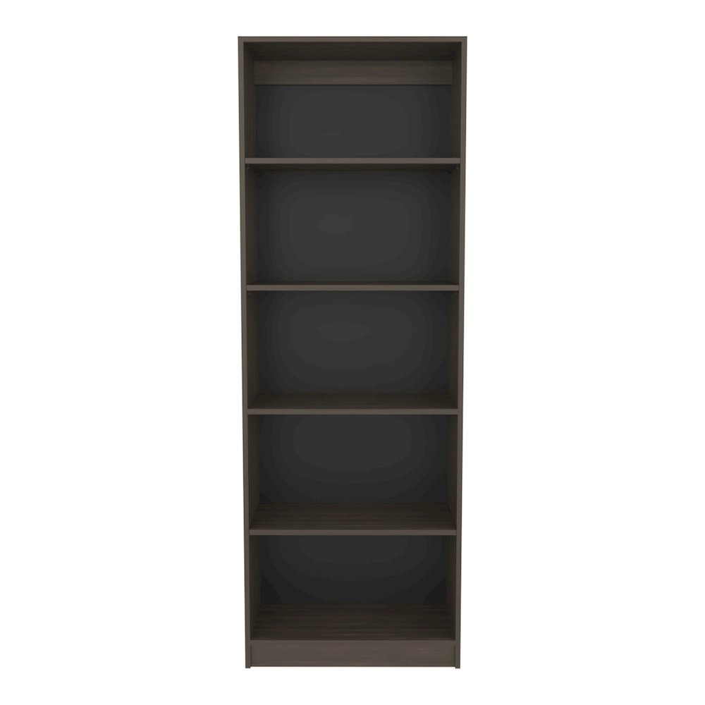 Vinton 4-Tier Bookcase with Modern Storage, Dark Walnut / Black Wengue. Picture 1