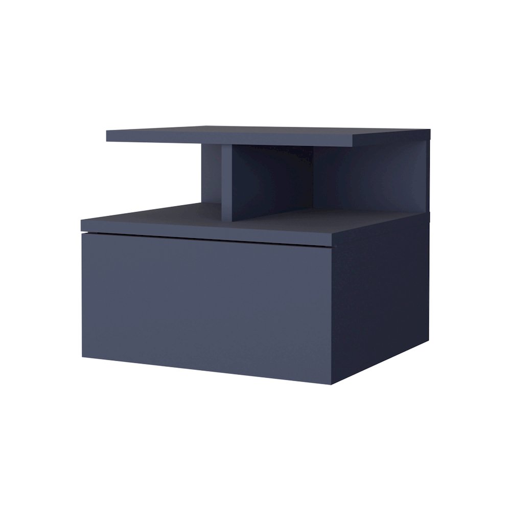 Healy Nightstand, 1 Drawer, 2 Shelves, Alby Blue. Picture 6