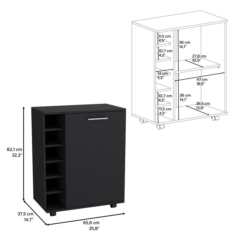 Bar Cart Sleek Mobile Cocktail Station with Built-in Bottle Storage. Picture 4