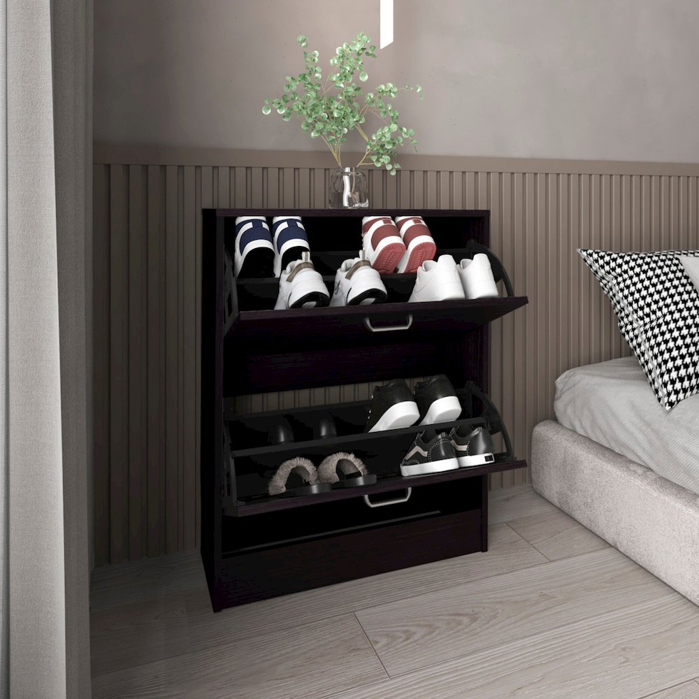Entiat Shoe Rack, 2 Doors, Black Wengue. Picture 5