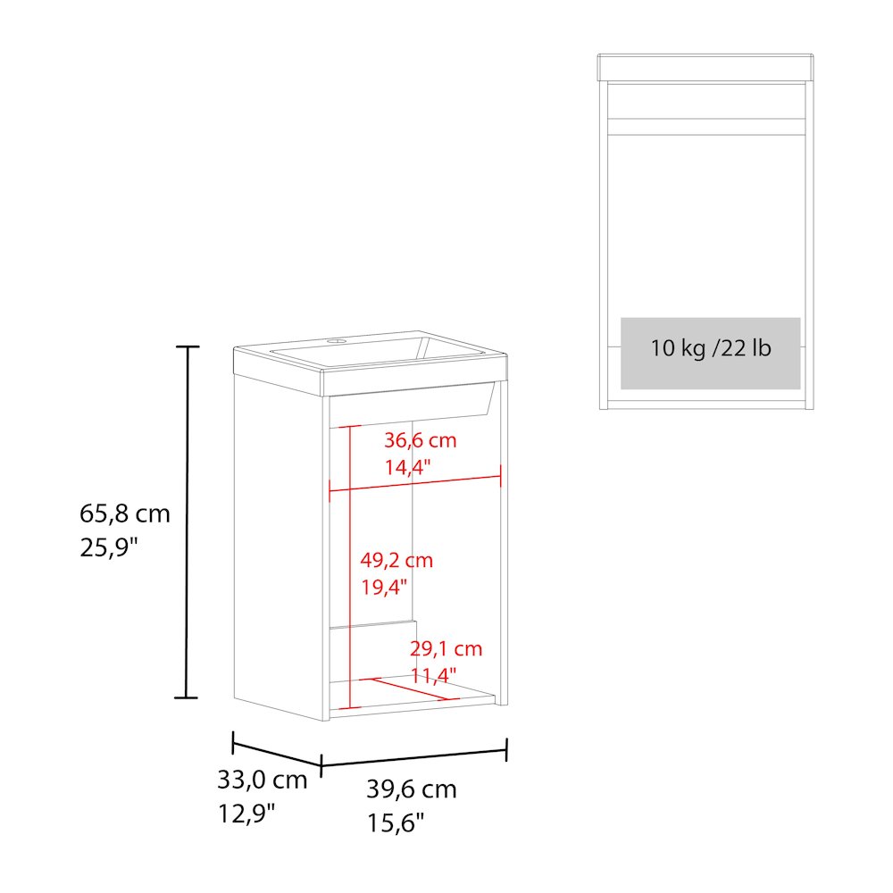 Homer Floor Bathroom 32" H, One Door and Two Interior Shelve, White. Picture 5