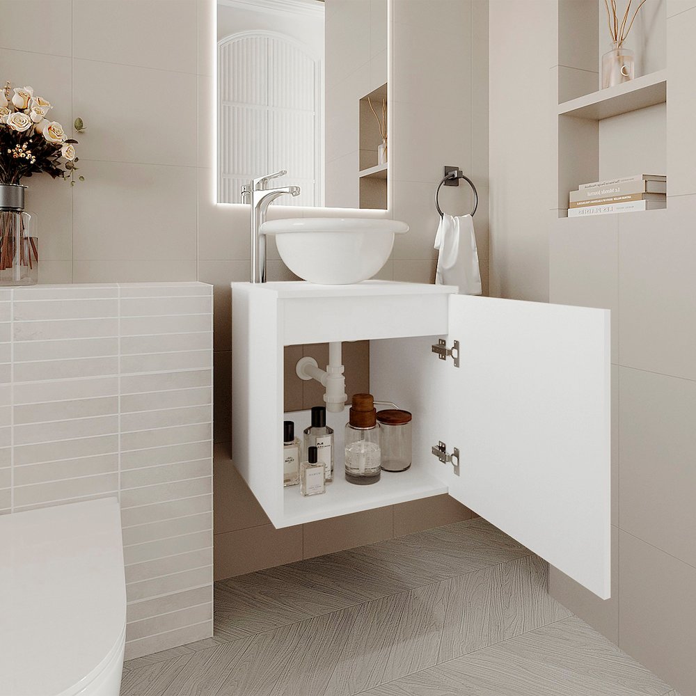 Bellevue Bathroom Vanity, 1 Door, White. Picture 5