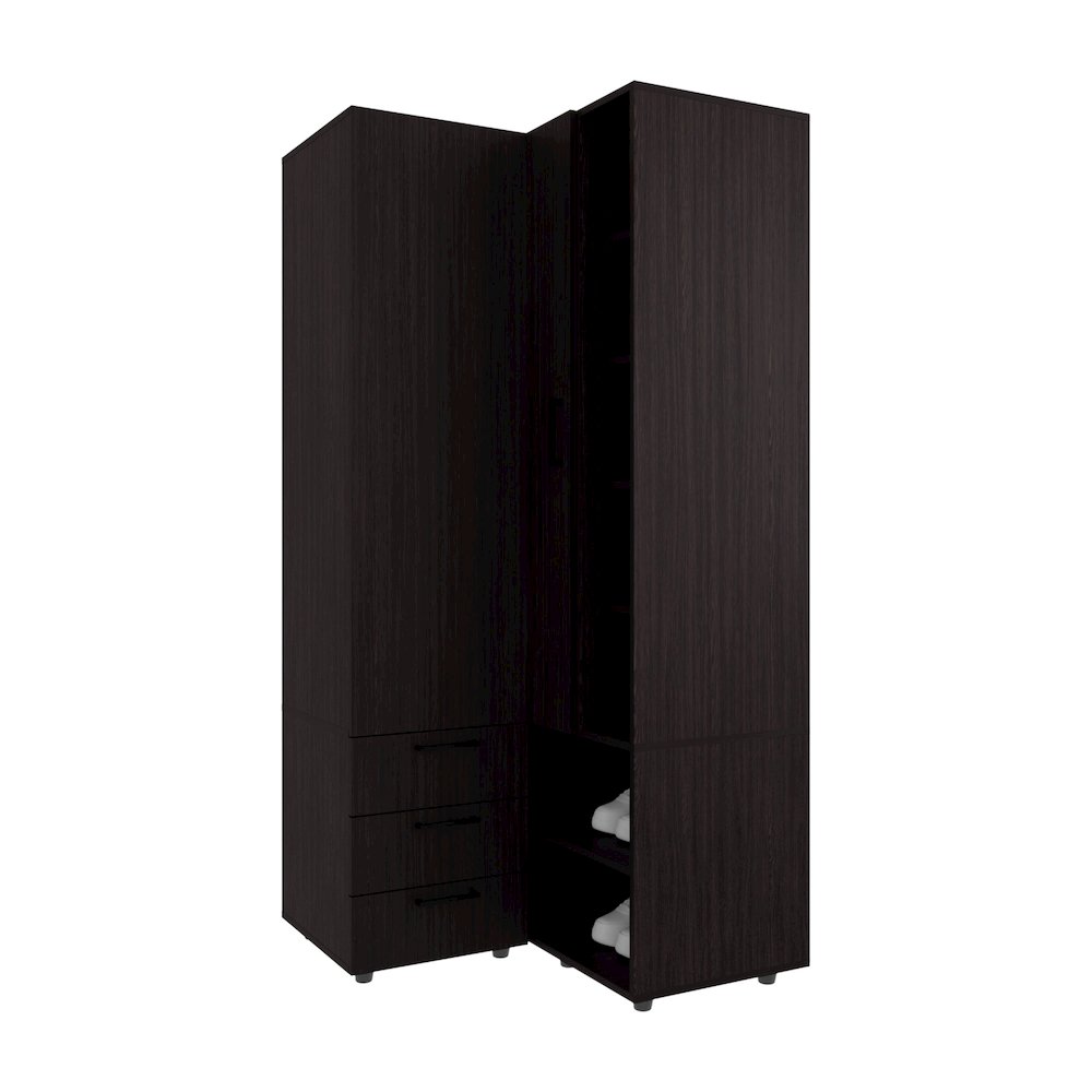 Granger Armoire, 1 Door, 3 Drawers, 7 Shelves, 10 Legs, Black Wengue. Picture 3
