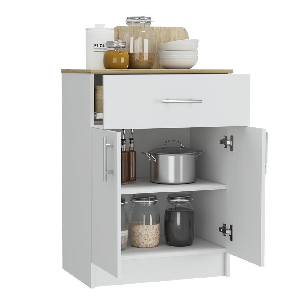 Barbados Pantry Cabinet-White/Light Oak. Picture 5