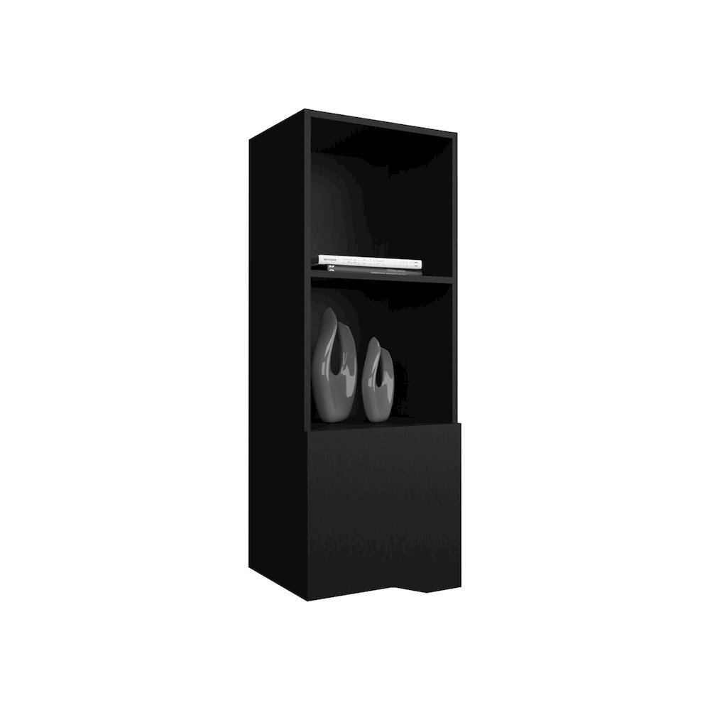 Salem Wall Cabinet with 1 Door and 3 Shelves, Black. Picture 5