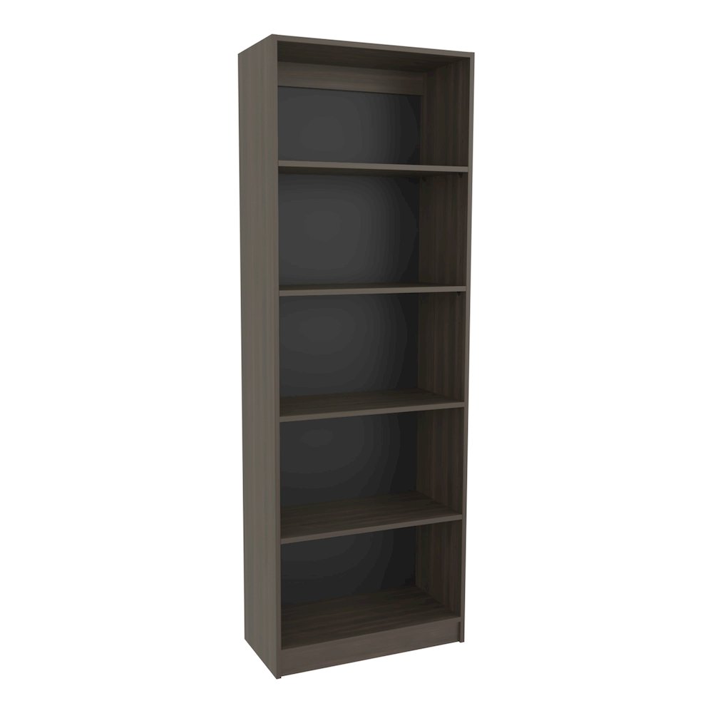 Vinton 4-Tier Bookcase with Modern Storage, Dark Walnut / Black Wengue. Picture 2