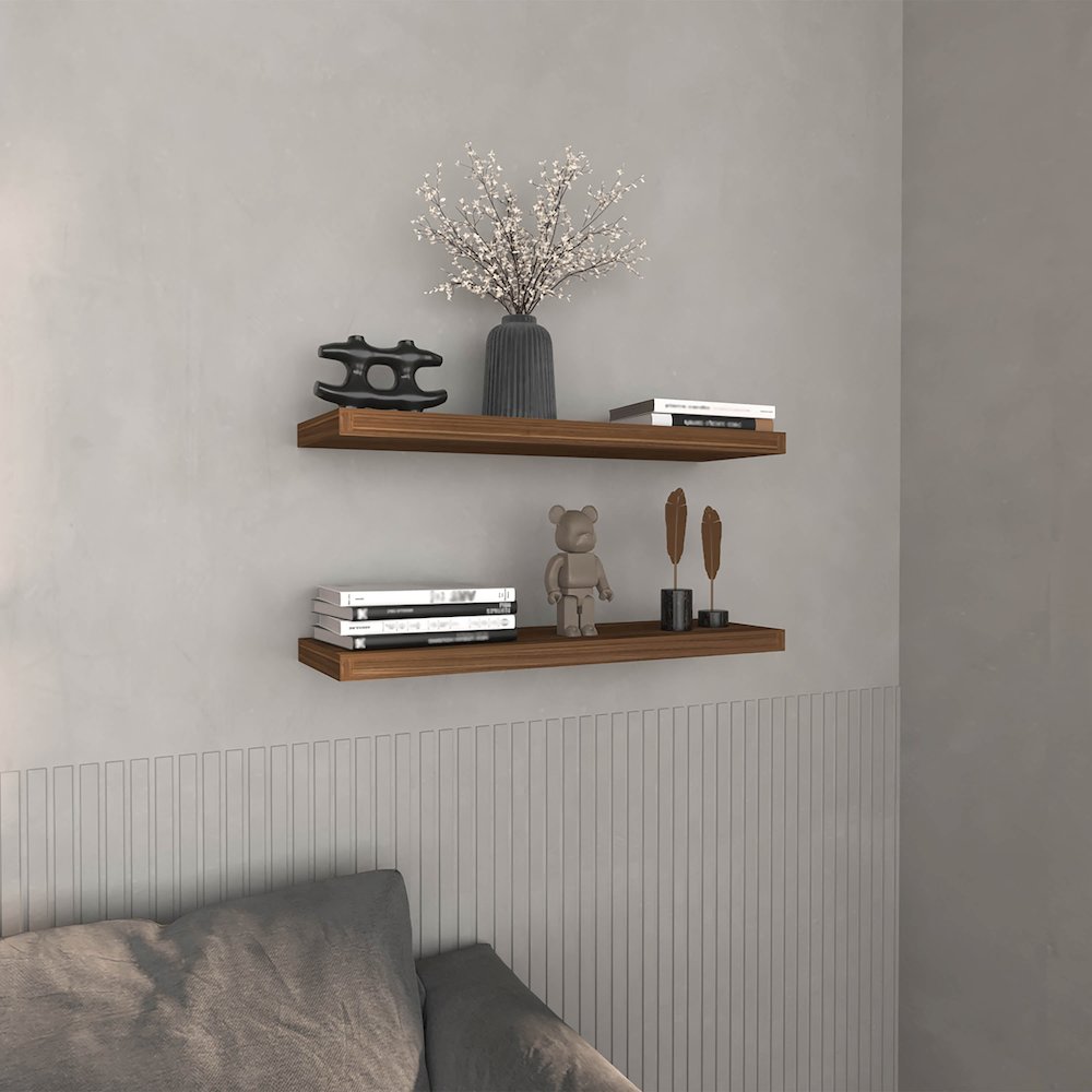 Belville Floating Shelves, 2 Shelves, 1.50" H, Mahogany. Picture 6