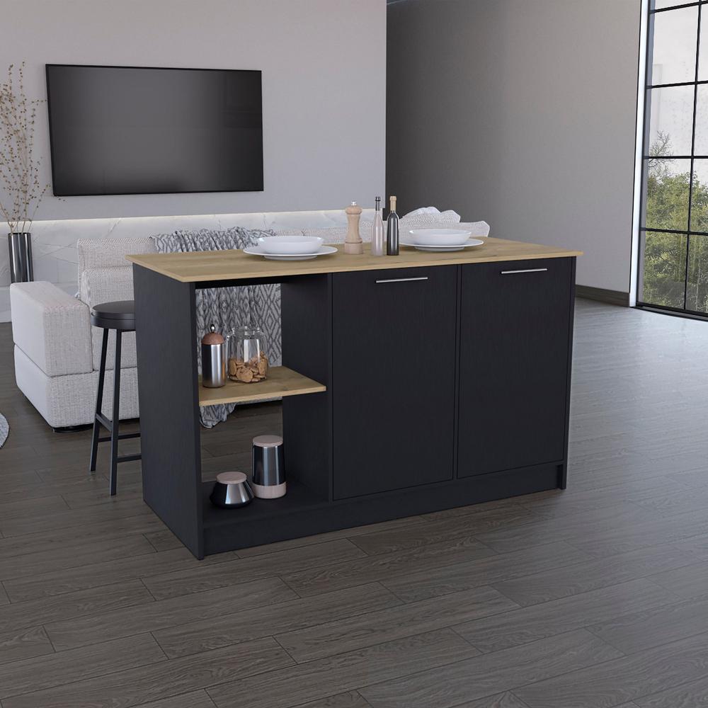 Kitchen Island with Large Countertop, Storage/Shelves/Double Door Cabinet. Picture 5