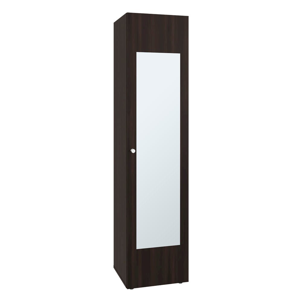1 Door Wardrobe 67" H with Mirror and Vertical Storage Design, Dark Walnut. Picture 7