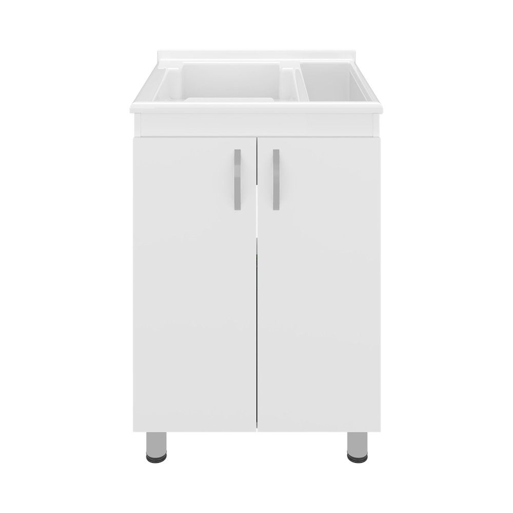 Dunn Freestanding Utility Tub Cabinet with 2 Doors, 2 Interior Shelves, White. Picture 3