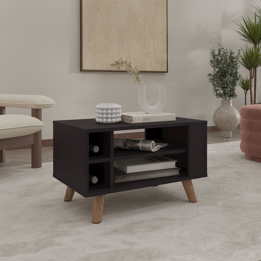 Muir Coffee Table, 4 Shelves, 4 Legs, Black Wengue. Picture 6