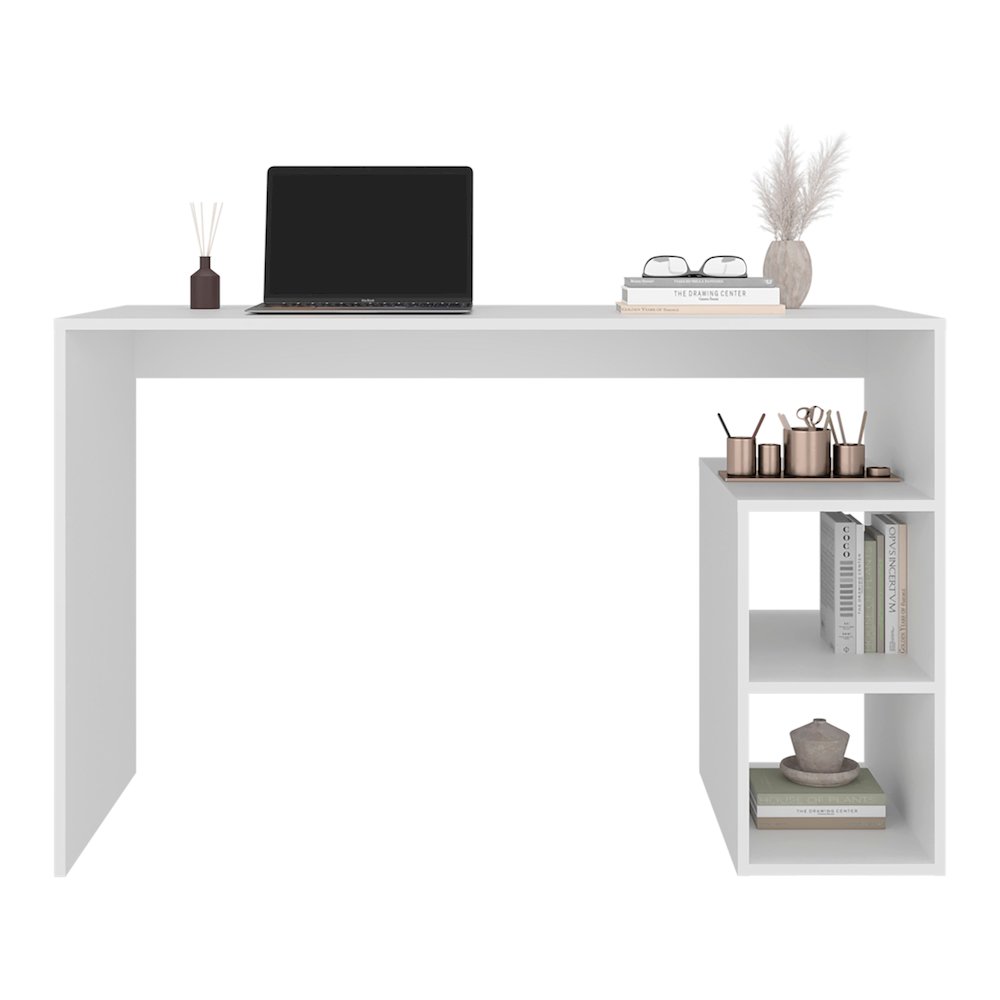 Benson Desk, 3 Shelves, White. Picture 7