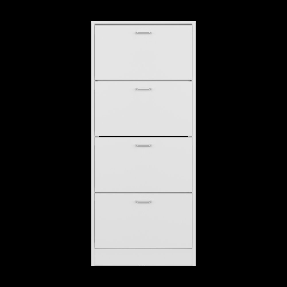 Kobuk 4 Door Shoe Rack, 4 Shelves, White. Picture 3