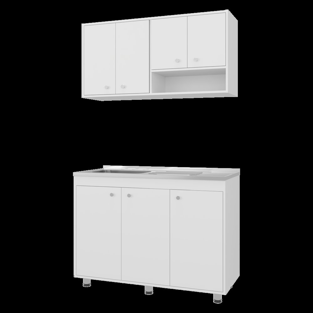 Cohoe Kitchen Cabinet Set, 7 Doors, 8 Shelves, White. Picture 7