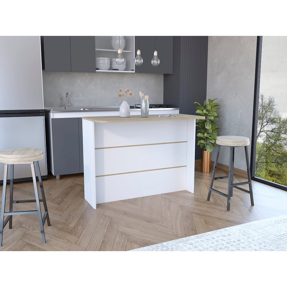 Britton kitchen Island with Two-Tier Storage Shelf and Ample Workstation. Picture 7
