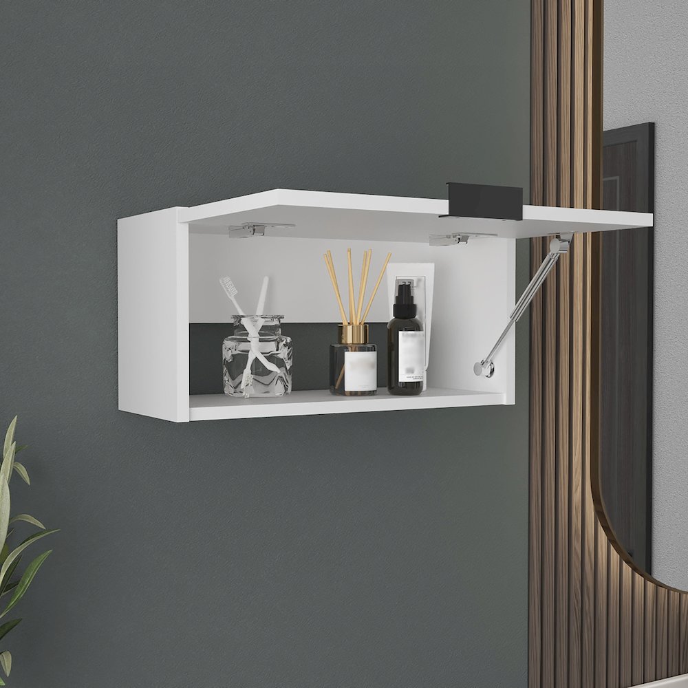 Caroleen Wall Cabinet, 1 door, 1 Shelf, White. Picture 5