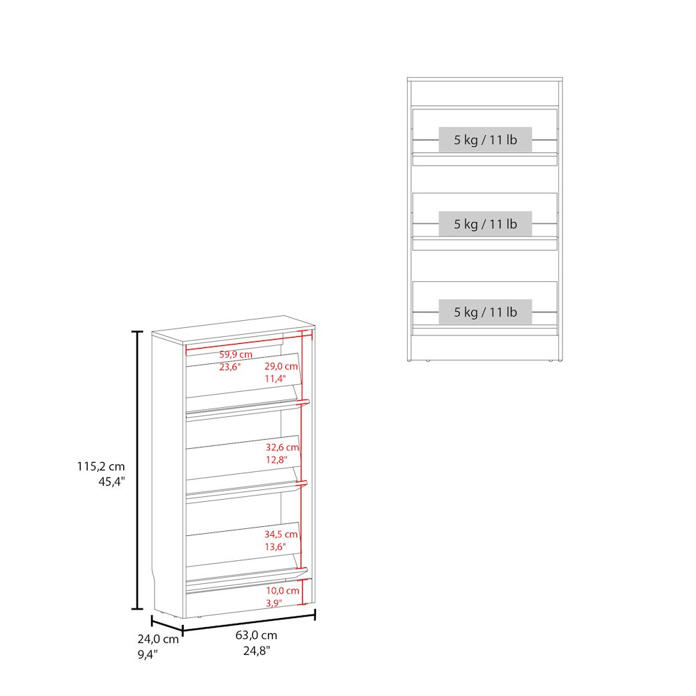 Crocker Shoe Rack, 3 Doors, 3 Shelves, Black Wengue. Picture 6