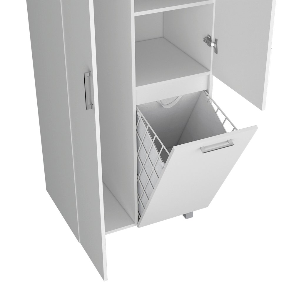 Scranton Storage Cabinet, 2 Doors, 1 Drawer, 3 Shelves, 4 Legs, White. Picture 3