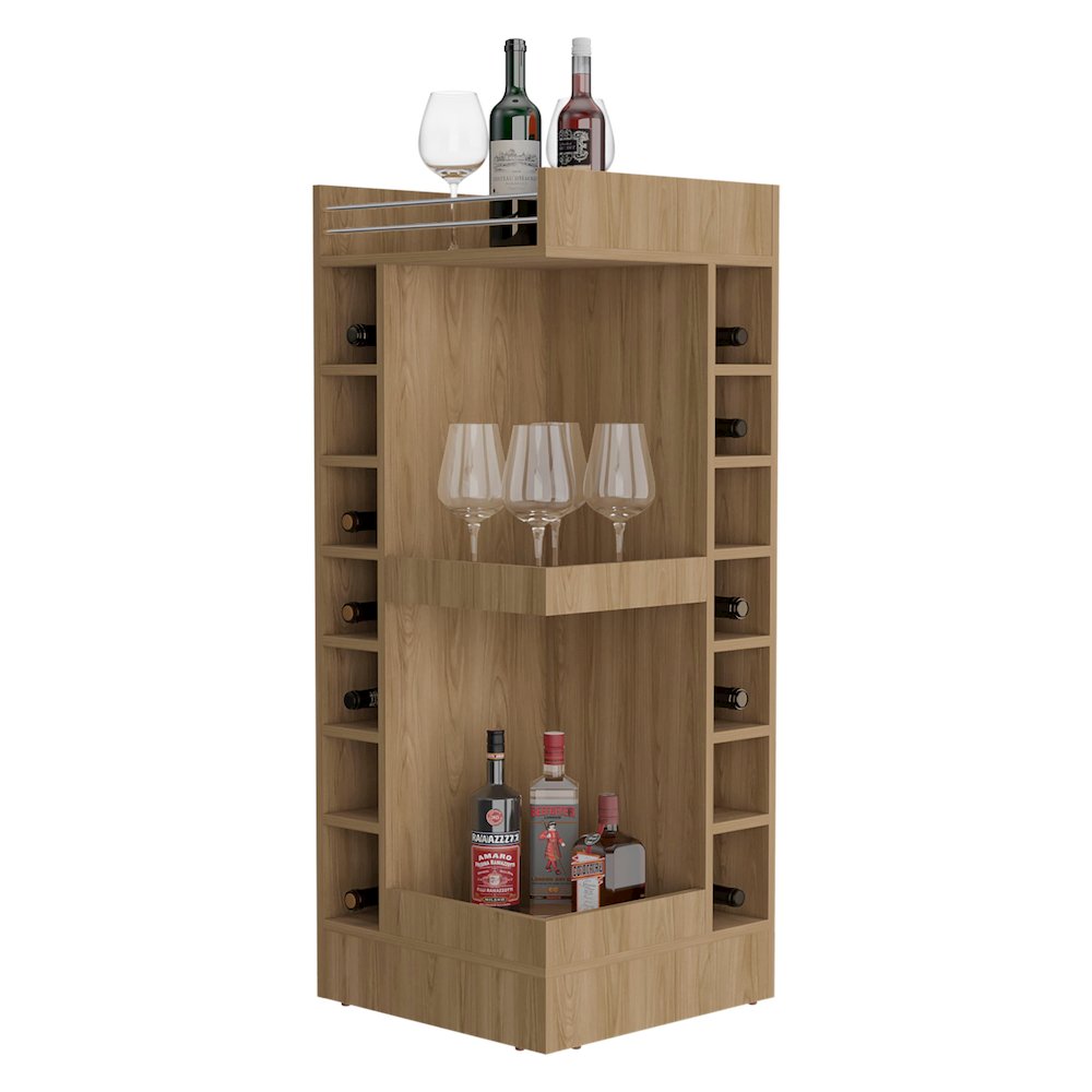 Parker Bar Cabinet, 16 Shelves, Natural Oak. Picture 6