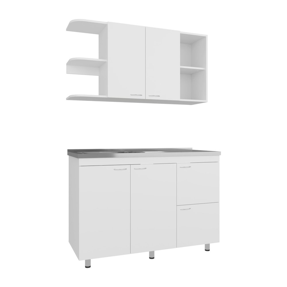 Byron Kitchen Cabinet Set, 6 Doors, 9 Shelves, White. Picture 1