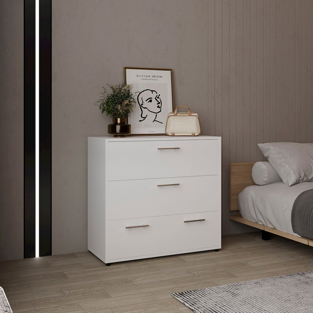 Goshen Dresser, 4 Drawers, 4 Legs, White. Picture 4