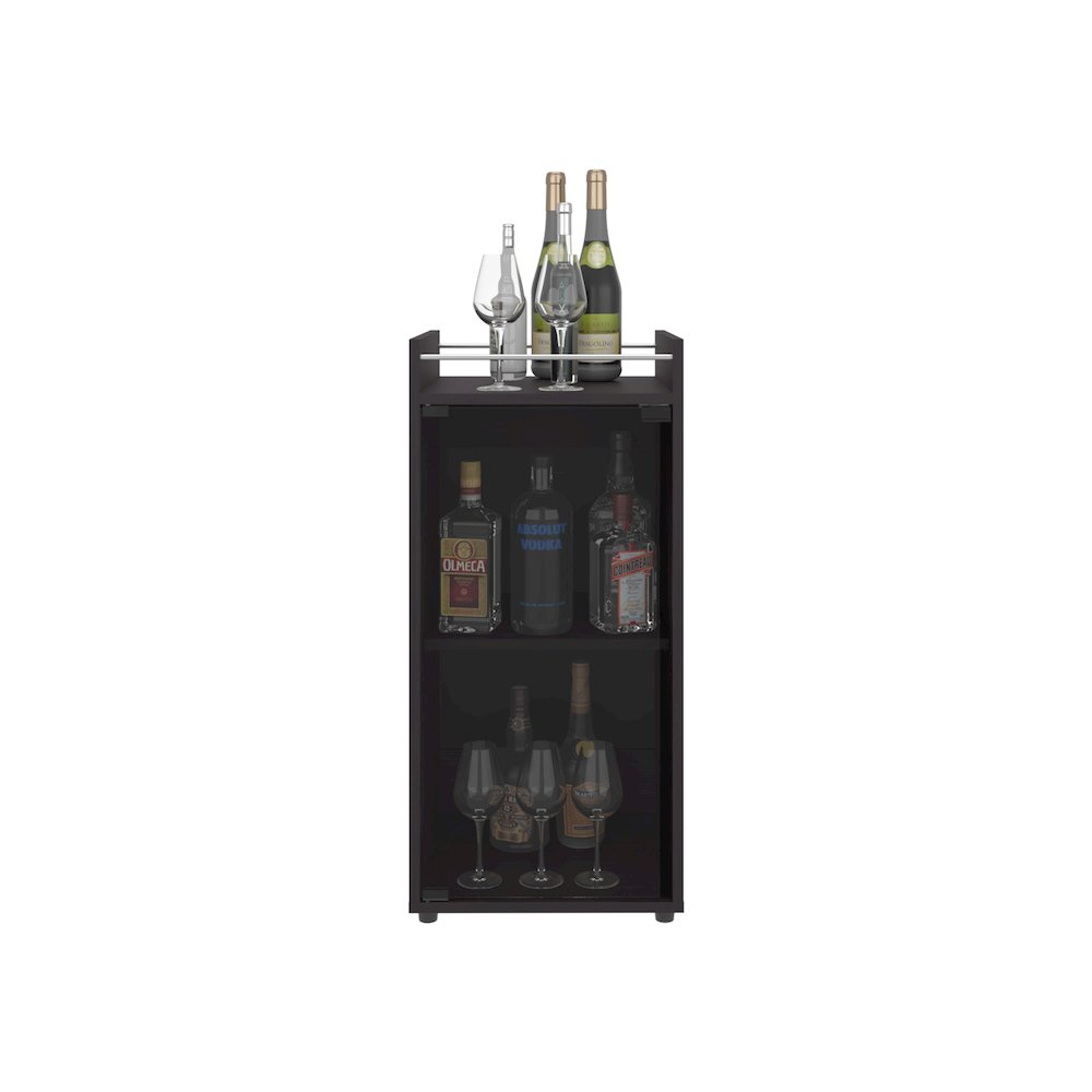Boon Minibar Cabinet, 1 Glass Door, 3 Shelves, Black Wengue. Picture 1