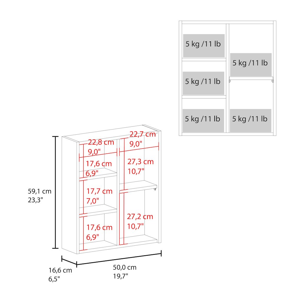 Piney Medicine Cabinet, 1 Door, 5 Shelves, 1 Mirror, White. Picture 6