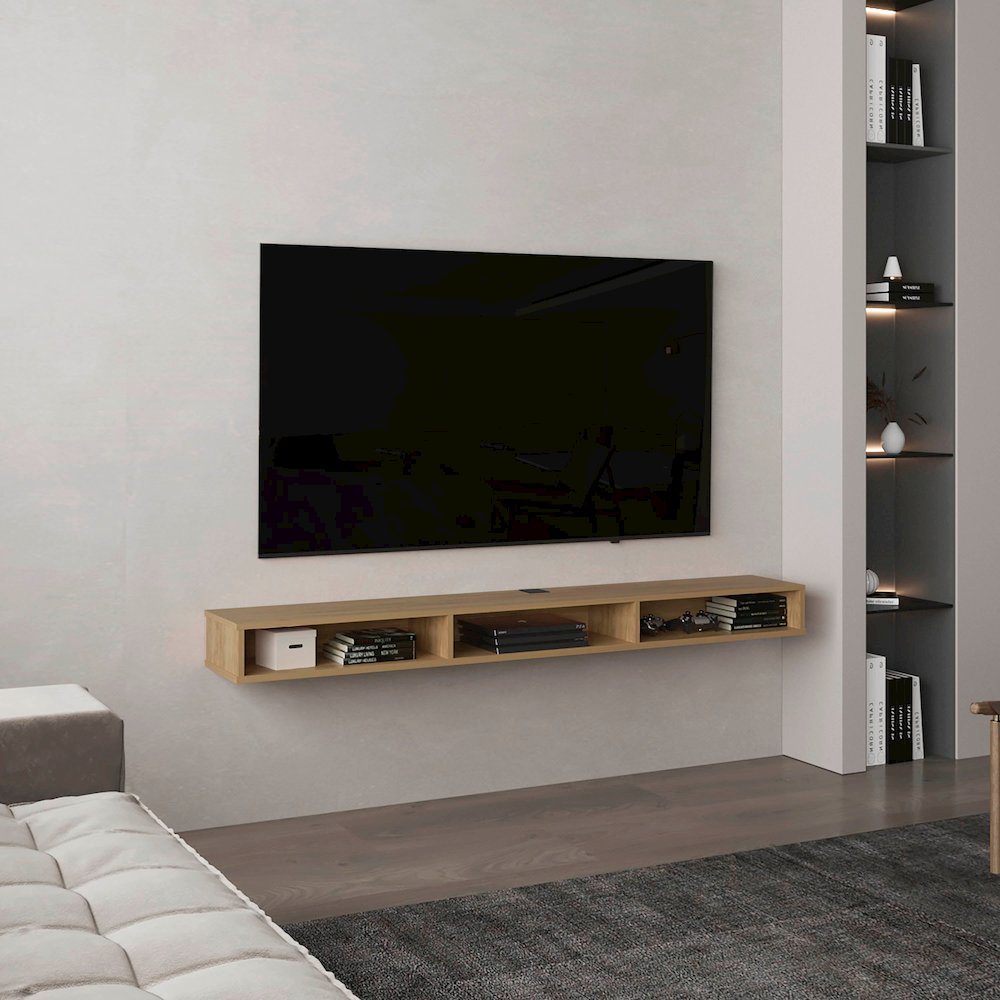 Northport Tv Stand, 3 Shelves, Natural Oak. Picture 5