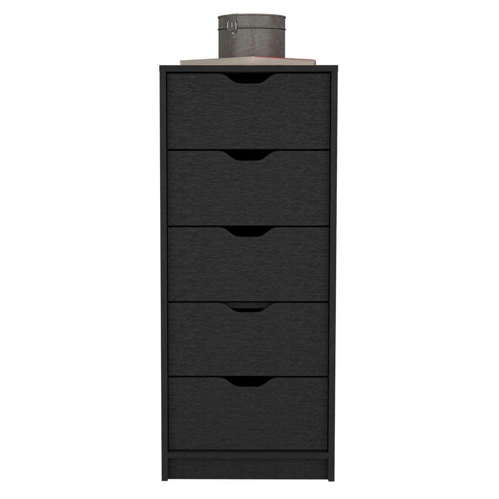 DEPOT E-SHOP Houma 5 Drawers Narrow Dresser, Slim Storage Chest of Drawers, Black. Picture 2
