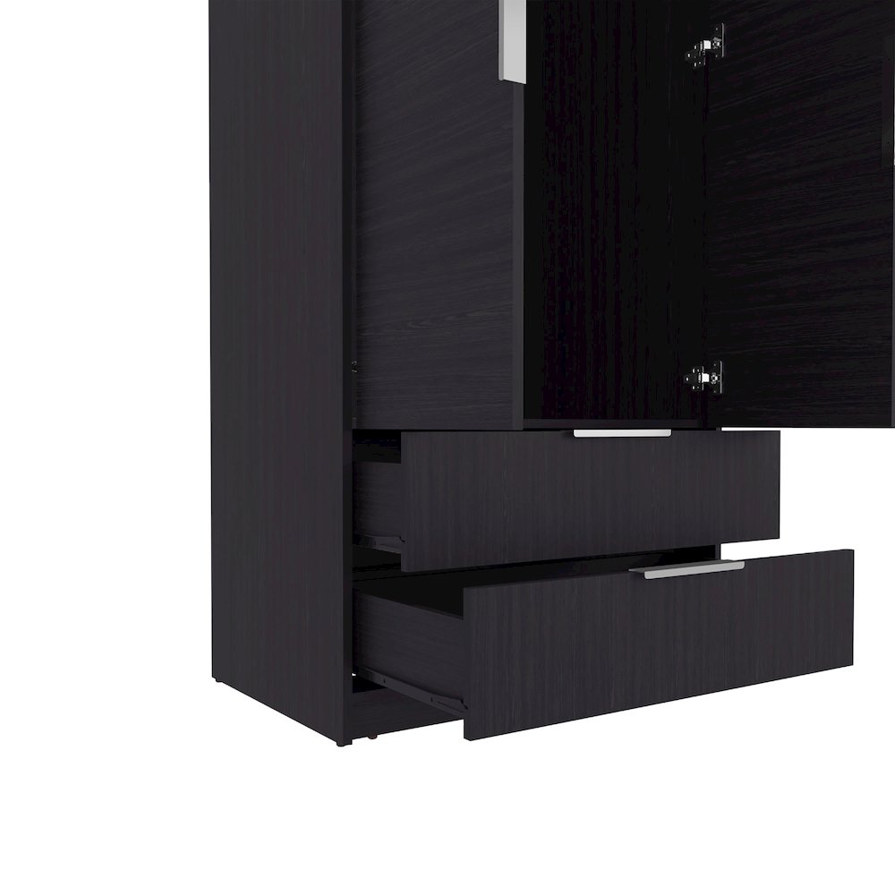 Odon Armoire, 2 Doors, 2 Drawers, Black Wengue. Picture 2