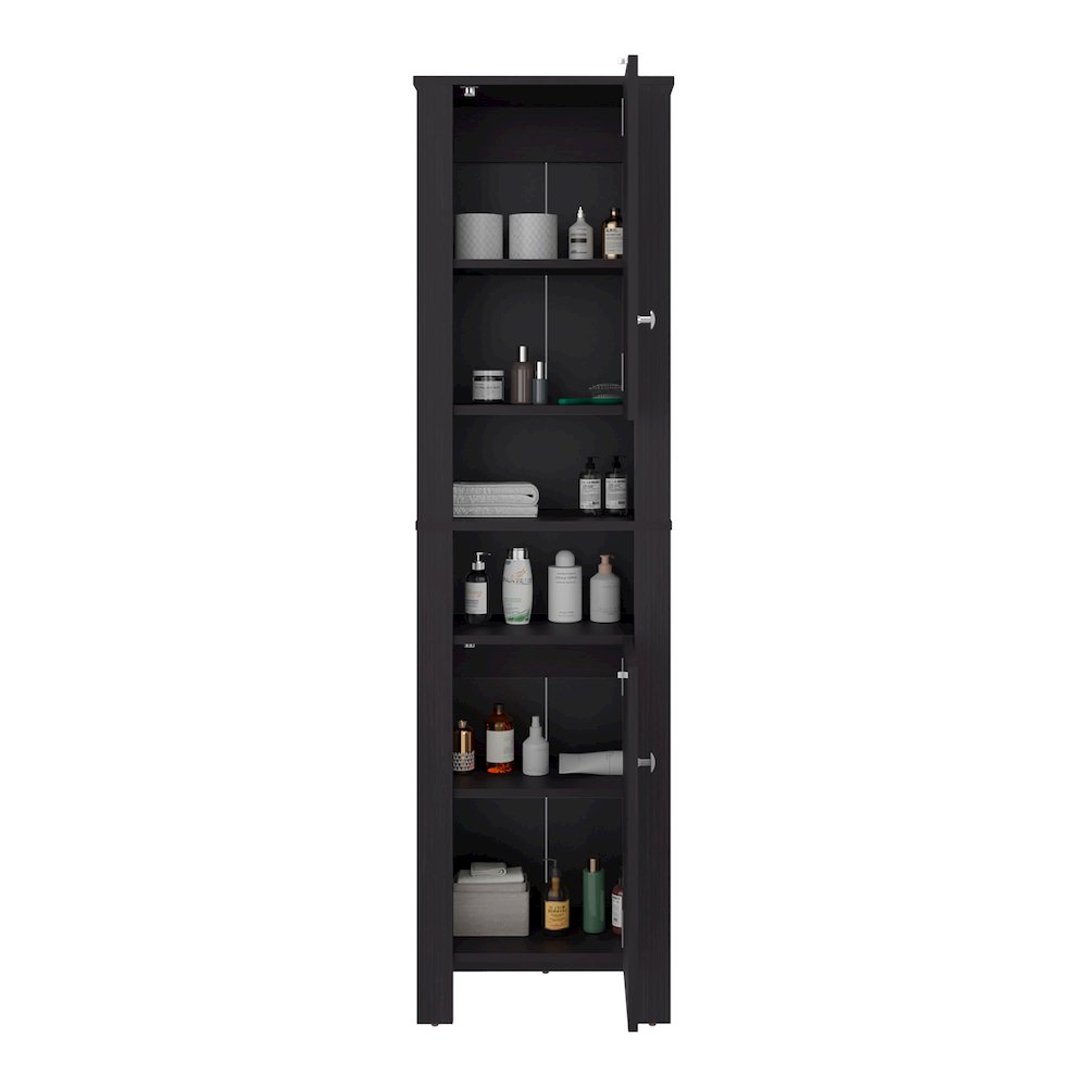 Navassa Bathroom Cabinet, 2 Doors, 6 Shelves, Black Wengue. Picture 3