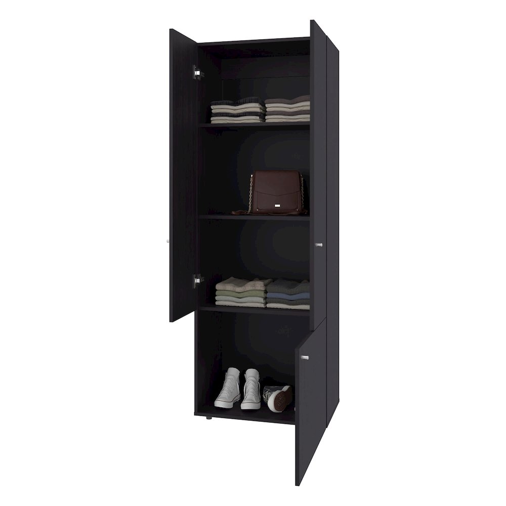 Trego Armoire, 3 Doors, 4 Shelves, Black Wengue. Picture 3