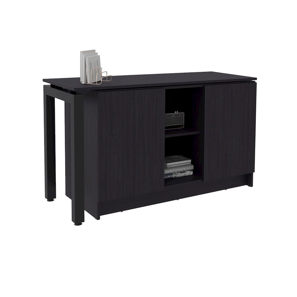 Afton Desk, 2 Doors, 4 Shelves, 2 Legs, Black Wengue. Picture 2