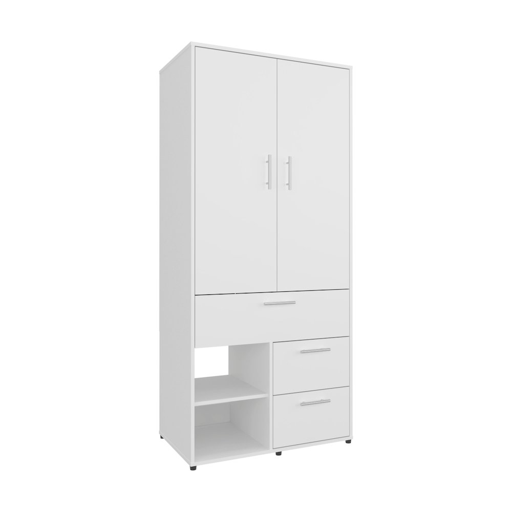 Riverdale Armoire, 2 Doors, 3 Drawers, 2 Shelves, 6 Legs, White. Picture 7