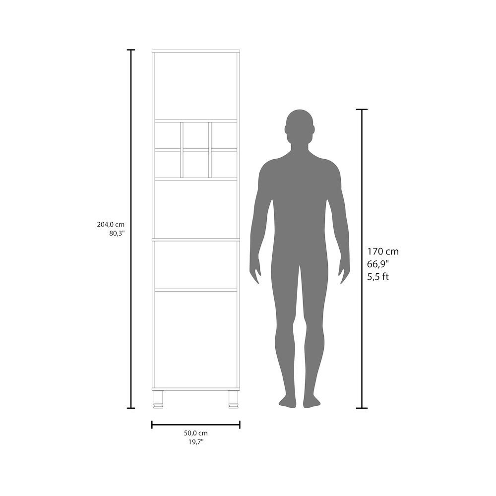 Ashford Kitchen Pantry, 2 Doors, 4 Legs, 6 Shelves, White. Picture 8