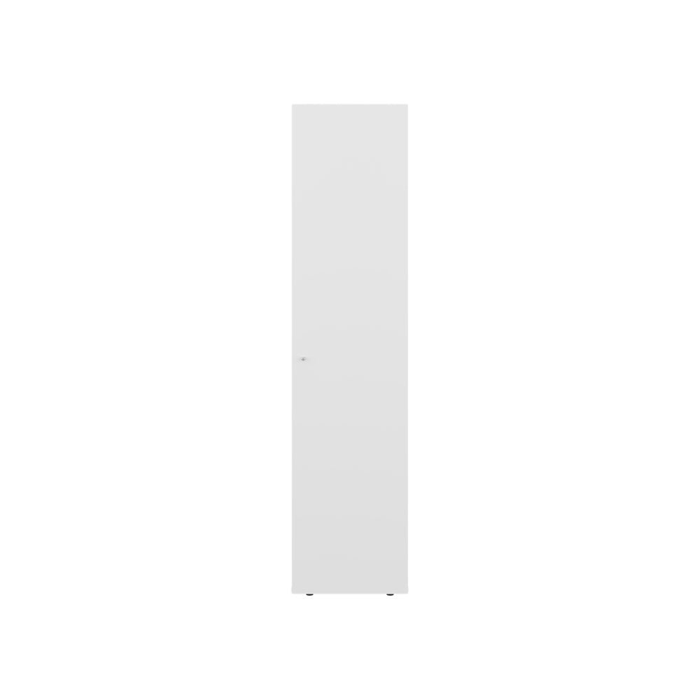 Kotlik 1 Door Wardrobe 67" H with Vertical Storage and Four Shelves, White. Picture 3