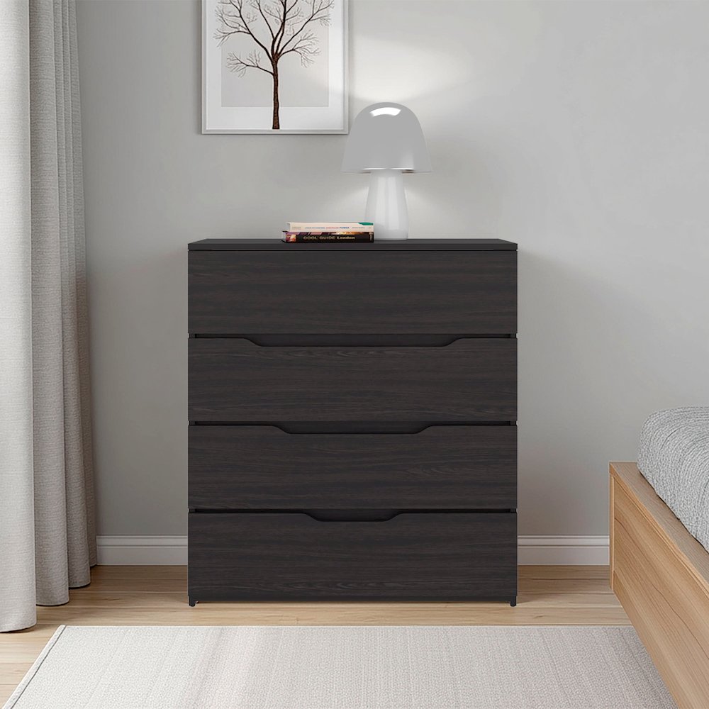 Aralia Drawer Dresser, Four Drawers, Superior Top, Black Wengue. Picture 1