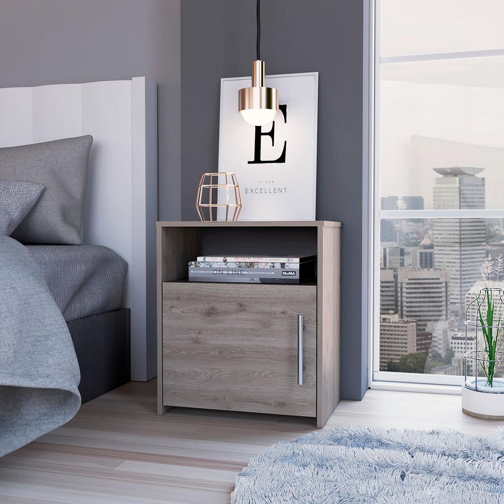 Nightstand, Single Door Cabinet, Metal Handle, One Shelf, Superior Top. Picture 6