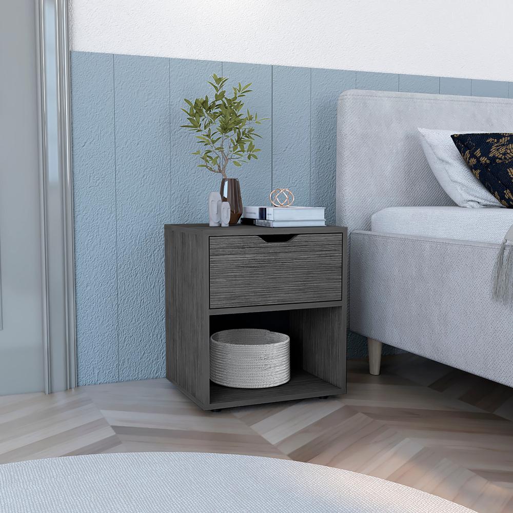 Adak 19.7" H Nightstand End Table with Open Shelf,Ligth Gray. Picture 6