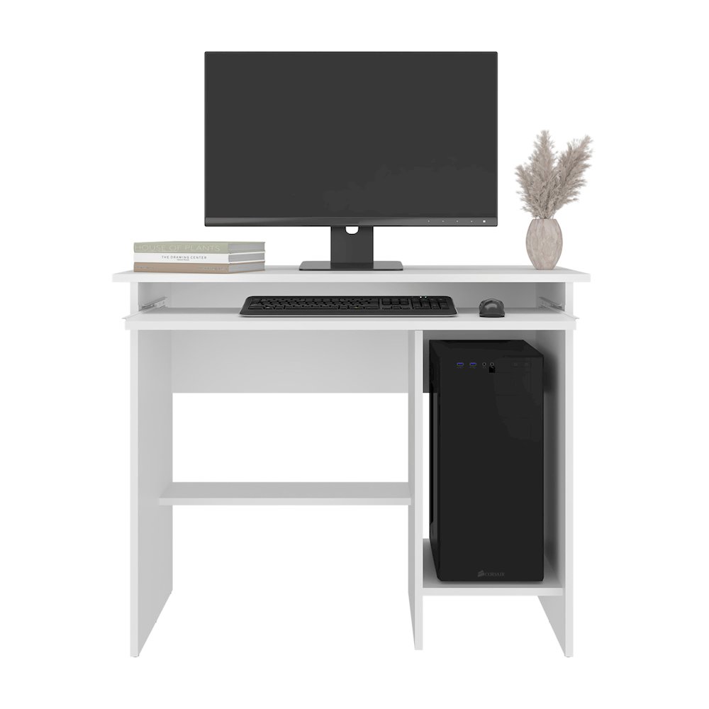 Computer Desk with Sliding Keyboard Tray, Lower Storage Shelf, CPU Compartment. Picture 8