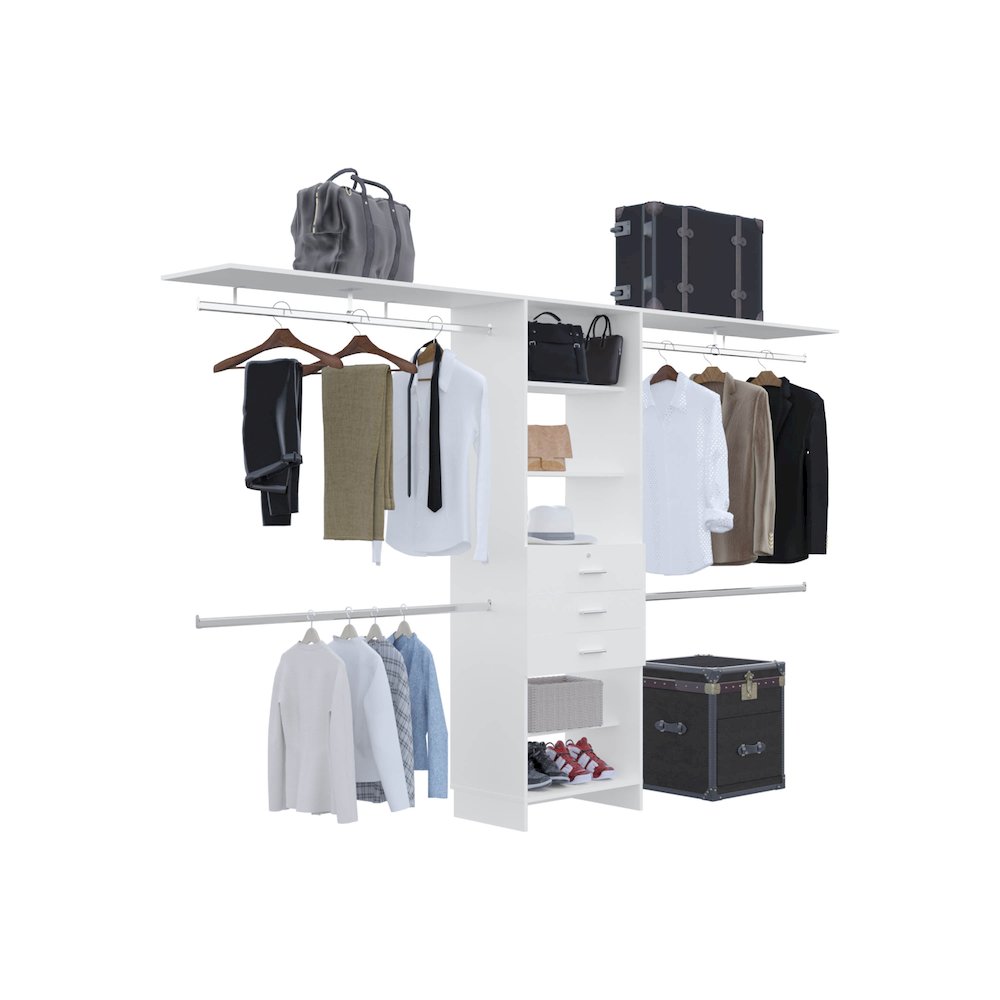 Salina Closet System, 3 Drawers, 5 Shelves, White. Picture 3