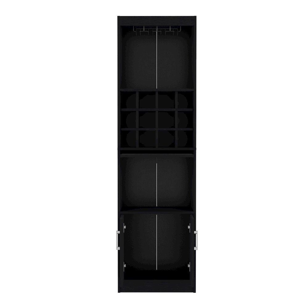 Bar Cabinet 5-Tier, 12 Bottle Cubbies, 5 Shelves, Black. Picture 2
