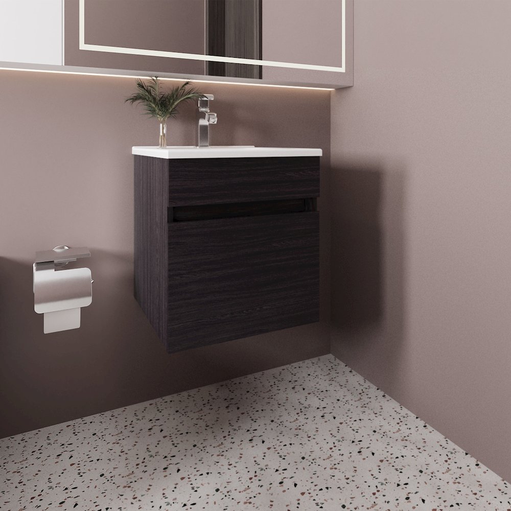 Naknek Bathroom Vanity, 1 Door, Black Wengue. Picture 7