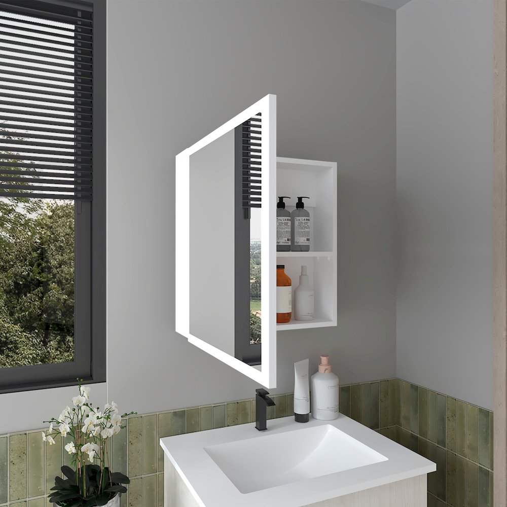 Loring Medicine Cabinet, 1 Door, 4 Shelves, 1 Mirror, White. Picture 7