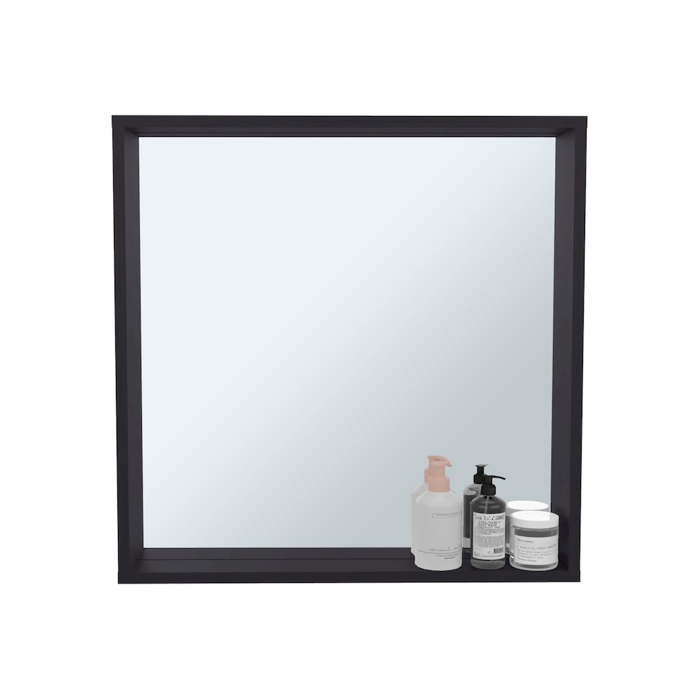 Plains Medicine Cabinet, 1 Shelf, 1 Mirror, Black Wengue. Picture 3