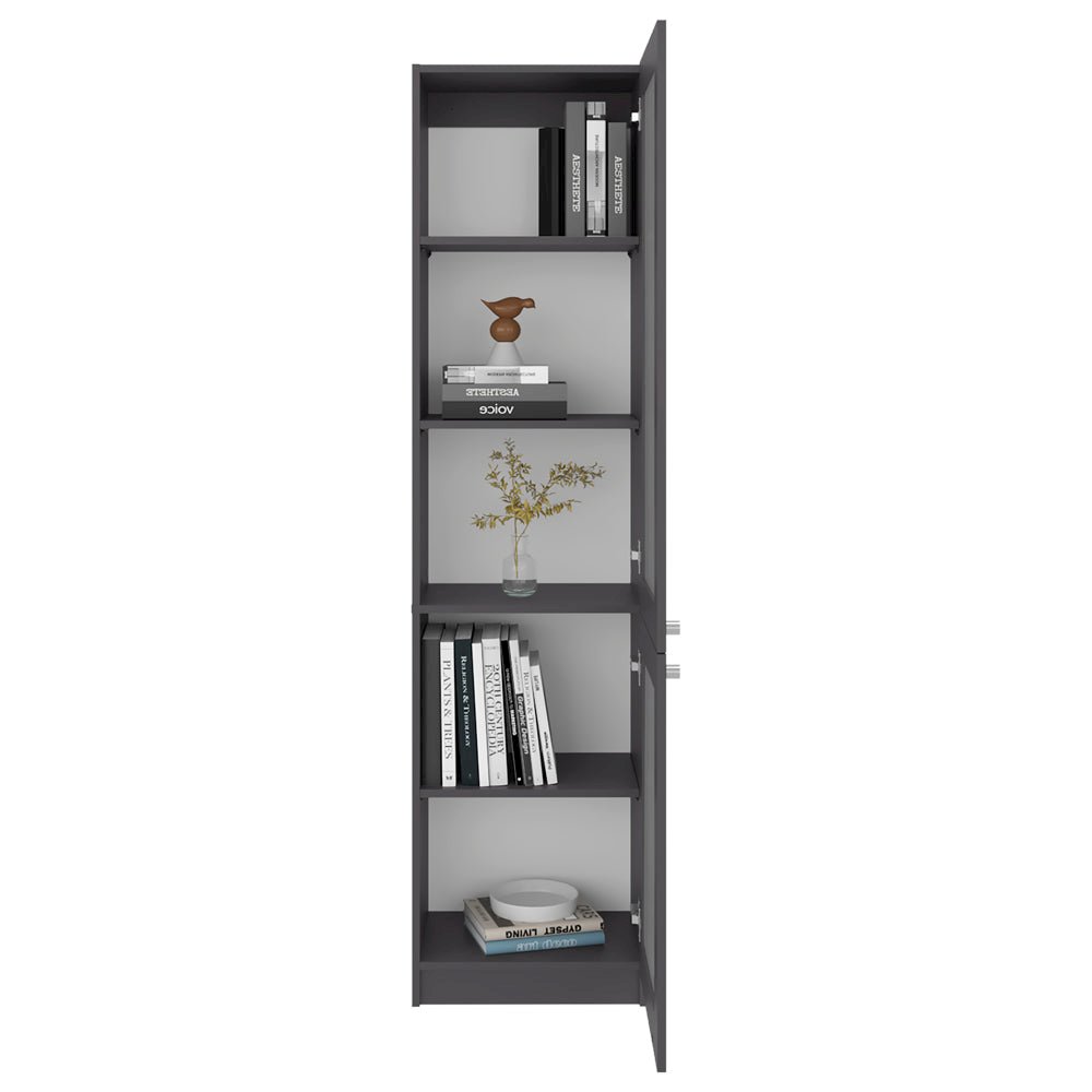 Tall Bookcase 71" H with 2 Fluted Panel Doors and Five Interior Shelves. Picture 4