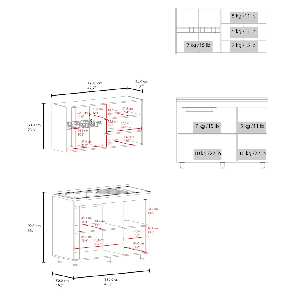 Cohoe Kitchen Cabinet Set, 7 Doors, 8 Shelves, White. Picture 5